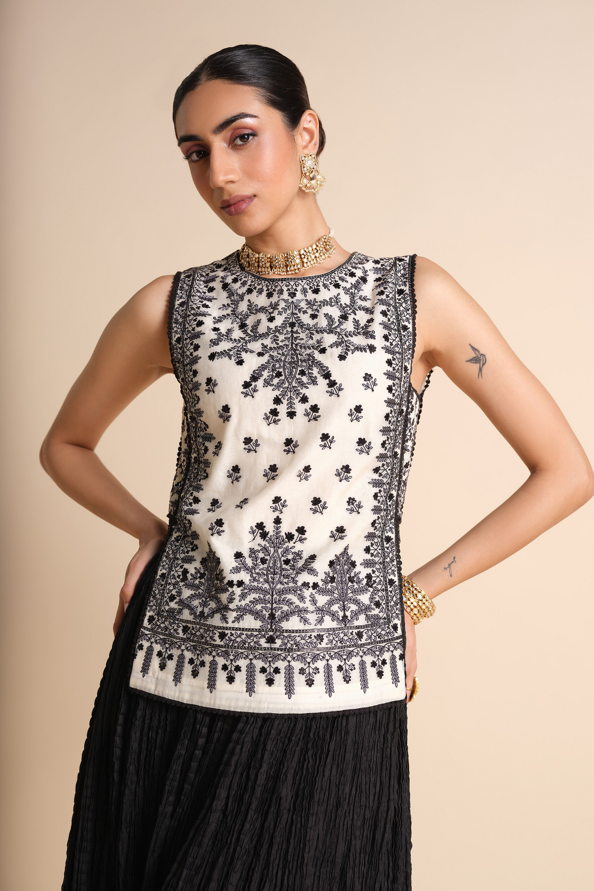 Sawsan Embroidered Skirt Set - White, White, image 10